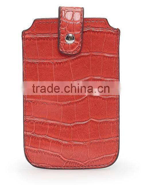 high quality handmade crocodile leather phone case with edge coats and small flap custom logo phone sleeve for iphone
