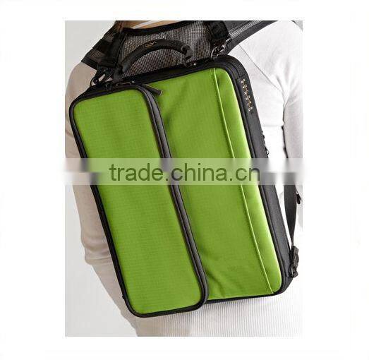 Durable solid color sleeve weather-resistant laptop bag with outer zippered power pocket