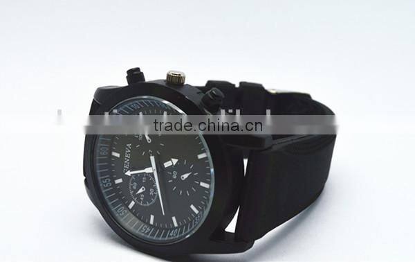wholesale wrist watch ,mens stainless steel back quartz watch, Black silicone strap