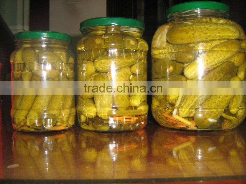 Pickled Cucumber & Tomato together in glass jar for export
