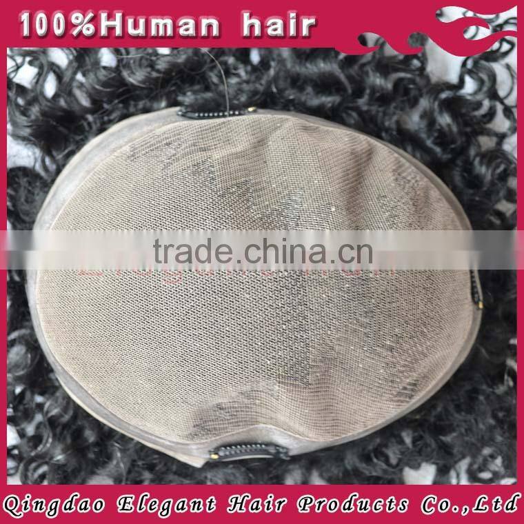 2015 Top quality 100%human hair cheap indian men hair toupee wig