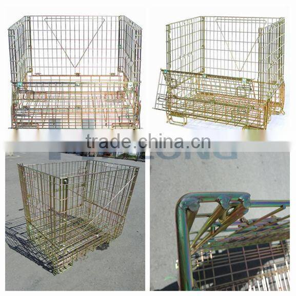 Galvanized wire mesh folding stacking cage