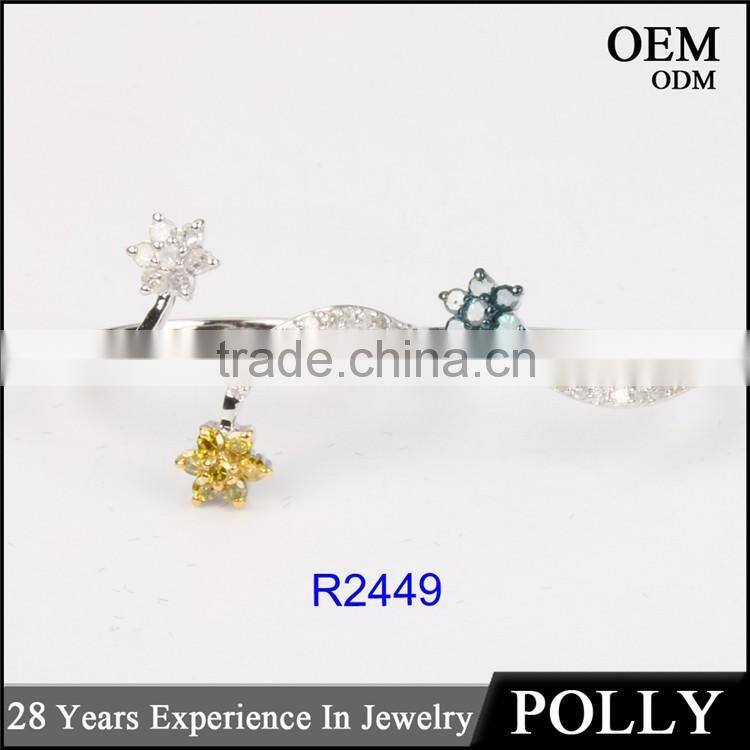 2016 new china factory direct wholesale fashion jewelry ring 925 sterling silver fashion double women ring set