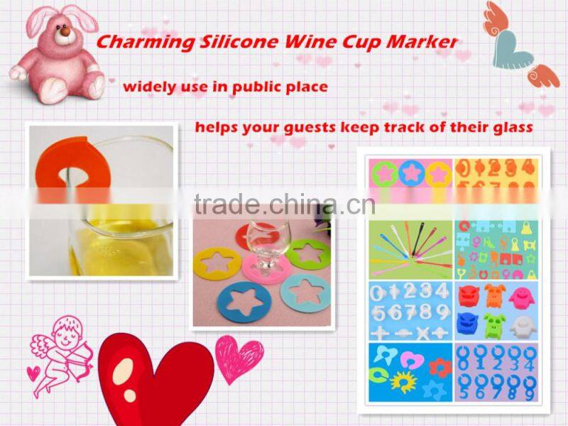 Various Cute Suction Wine Cup Silicone Glass Markers/Cup Tags for Party