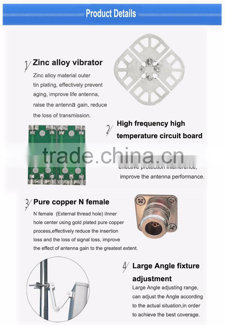 5.8Ghz broadband high gain 15dBi dual polarization MIMO antenna with N female for Video monitoring emission