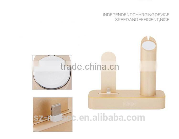 High quality for apple watch stand aluminum with stand battery charger for iPhone 5/6/6plus