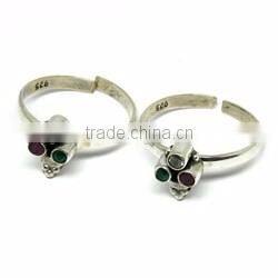 Unique Design !! Multi Stone 925 Sterling Silver Toe Ring, For Beautiful Foot, 925 Sterling Silver Jewelry