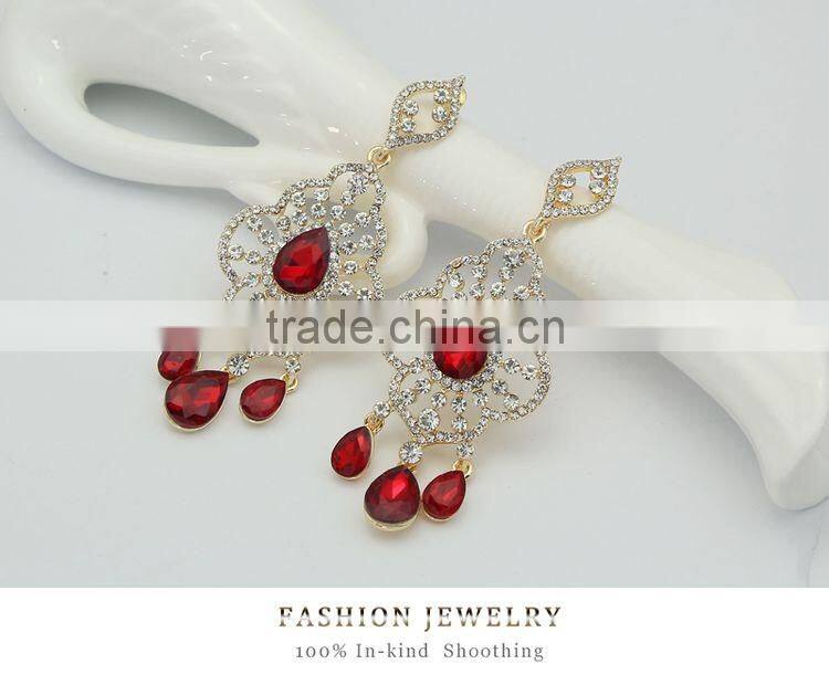 Stylish Retro Rhombus Crystal Ethnic Style Chandelier Earrings