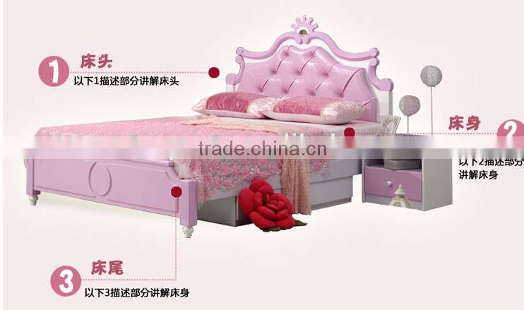 popular kids furniture pink bedroom set, children's furniture for girls AET 15-2