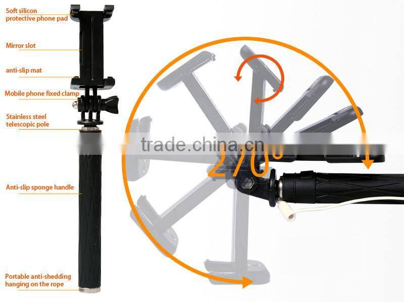 Wired Selfie Stick Monopod with 3.5mm Jack Cable