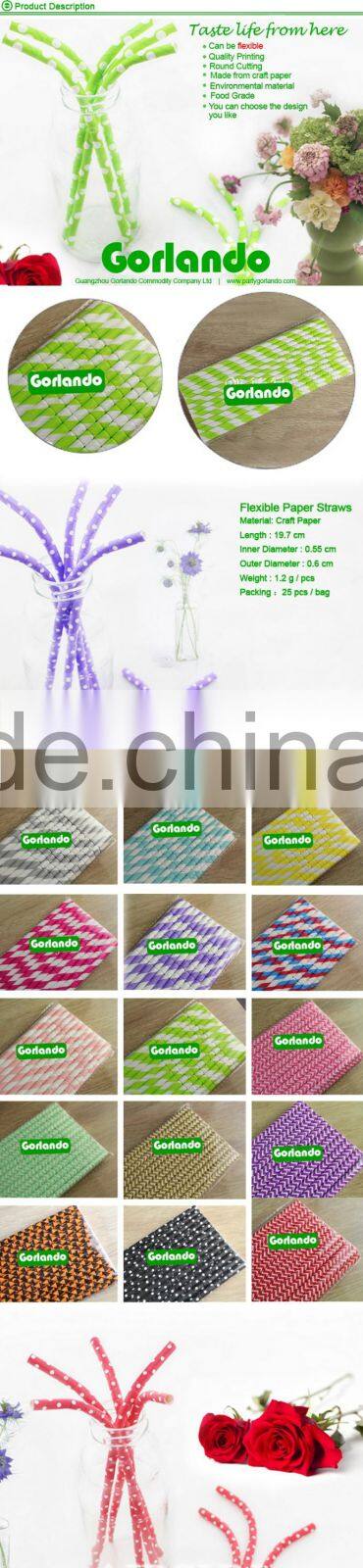 Flexible Bending Drinking Paper Straws Dot