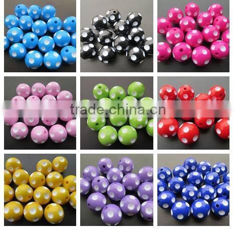 2014 Halloween Fashion 12mm to 24mm chunky resin polka dot beads for Girls Chunky Necklace Making
