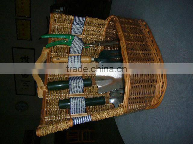 2013 new style green wicker garden tools basket for sale