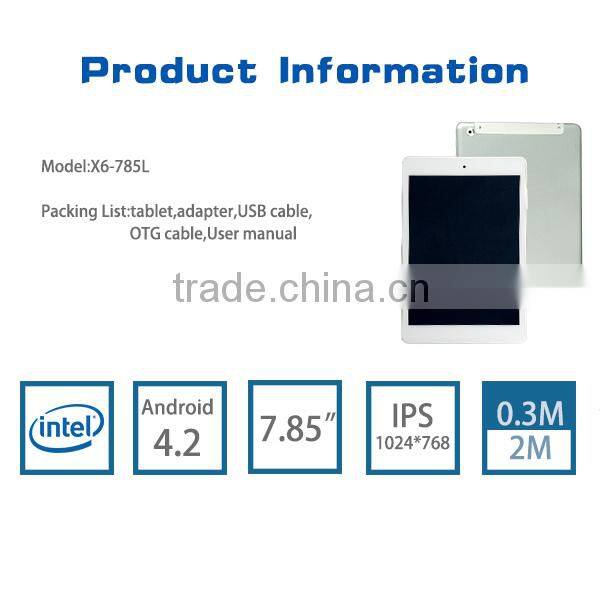 7.85 inch Intel Atom Z2580 dual core Android tablet