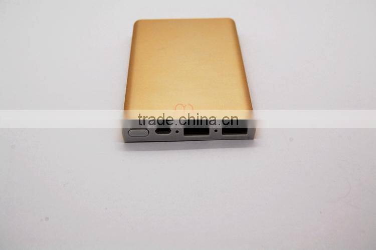 Manufactory power bank W008 aluminium alloy High quality polymer 5000mah power bank portable external battery charger for samsu