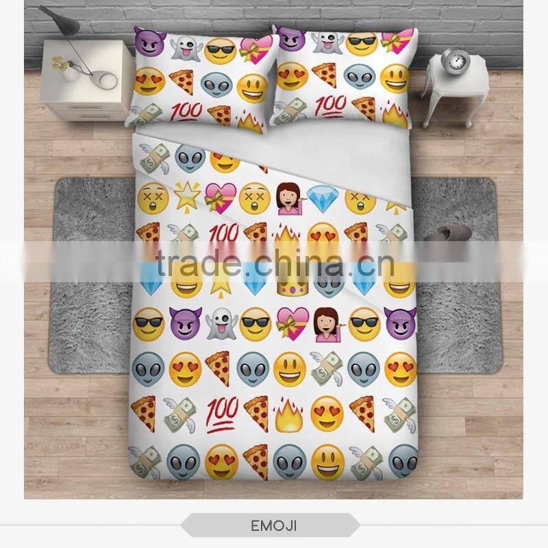 fashion color emoji 3D print bedding sets soft home textile four season collection colorful print funny animal children printing