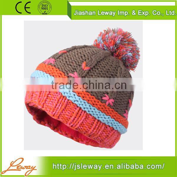 Cheap custom high quality girls fashion knitting beanie hat
