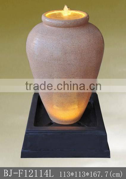 hotel decorative led resin vase fountain