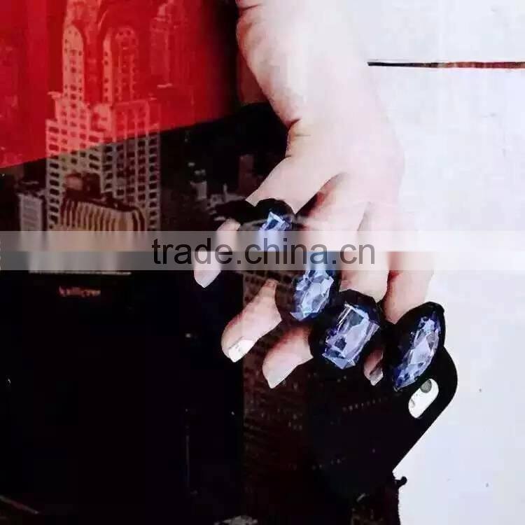 Fashion Charm Diamond Gem Ring Silicone Case Cover For iPhone 5/6/6S Plus