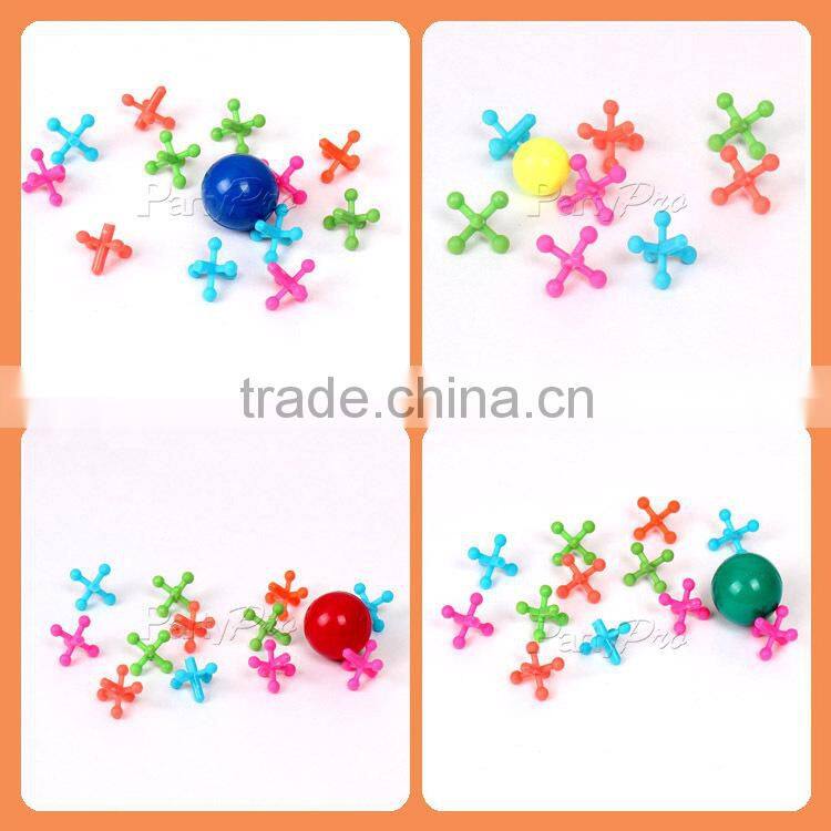 Cute Color and Size Crazy Plastic Bounce Toy Ball 12 Jacks & Ball Set