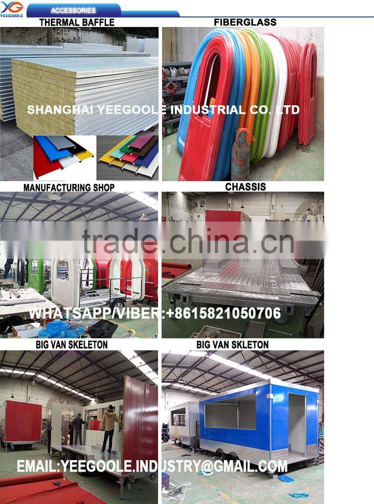 Yeegoole Thai model ice cream trailer / food carts vendors / stainless steel trailer CE