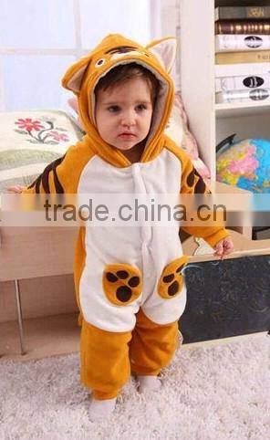 cute baby thickening plush clothes with hat/cute baby penguin shape clothes/wholesale baby clothes