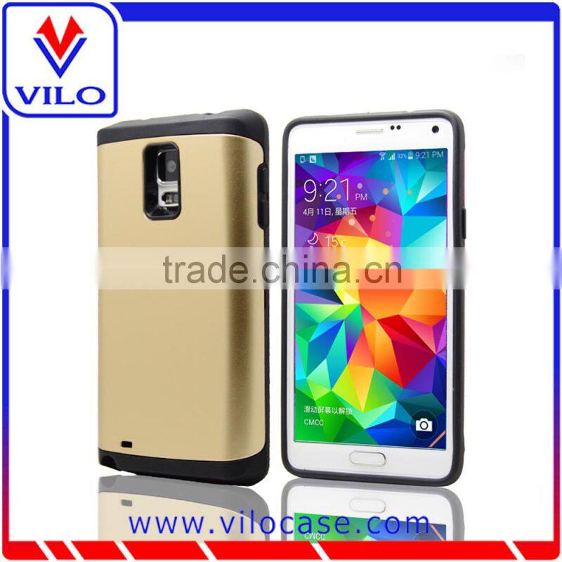 Combo materails card hold touch armor hybrid case for samsung note 4 with mirror