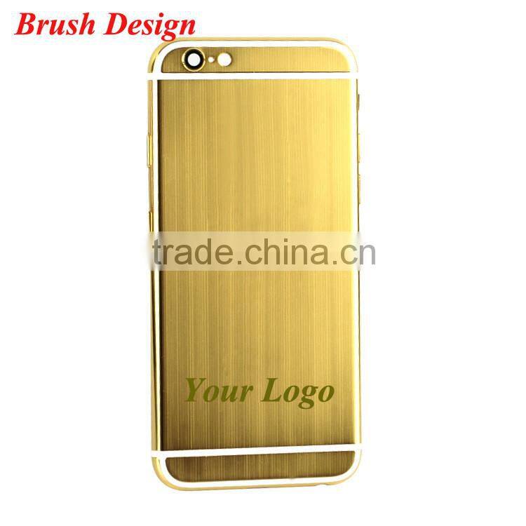 Unique brushed design shiny gold brushed design for iphone 6s 24k housing