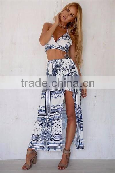 New fashion print asymmetric hemline fancy lady wrap skirt