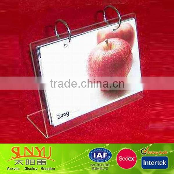 customized top quality modern design acrylic calendar holder with rings