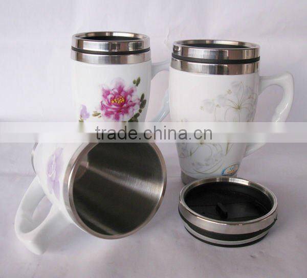 16oz BPA free stainless steel ceramic mug