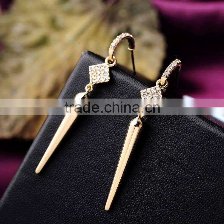 Silver and golden Pin Pave Rivet Spike Ponited Earring earring
