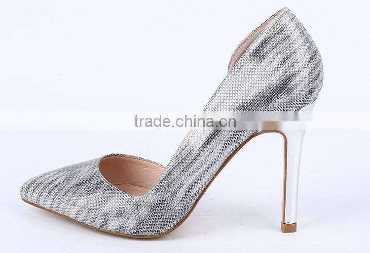 Hot sale 2016 customized glitter leather upper prom pumps women dress shoes
