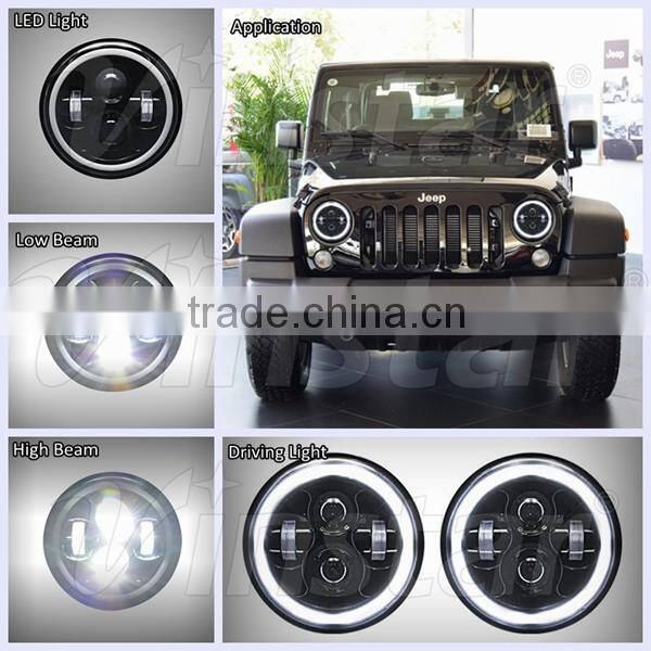 7Inch Round LED Headlights Halo Angle Eyes For Jeep Wrangler LED Driving Light LED High Beam Low Beam Offroad Lighting for Jeep