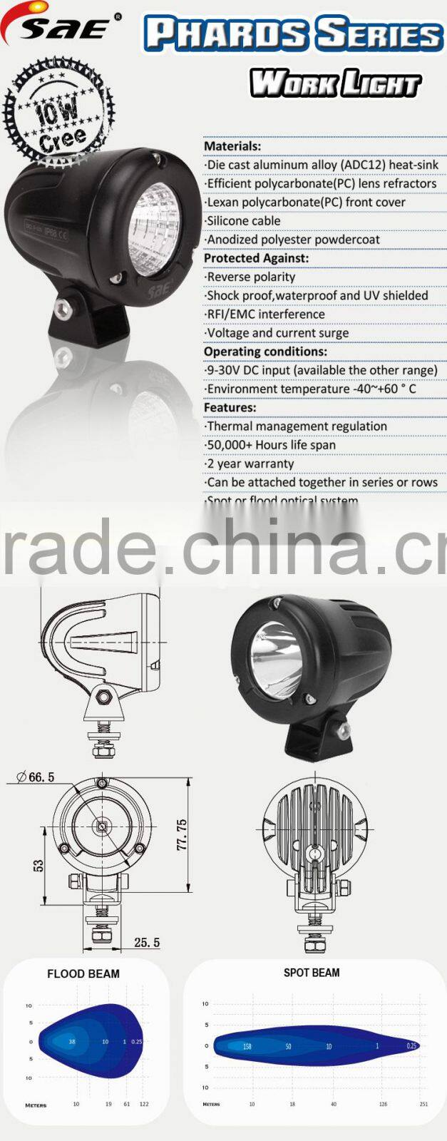 Factory price trucks suv atv jeep all cars offroad 10w led pod light