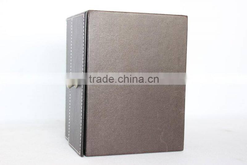Desktop Faux Leather Pen Holder with Drawer/Multifunctional MDF Pen Box