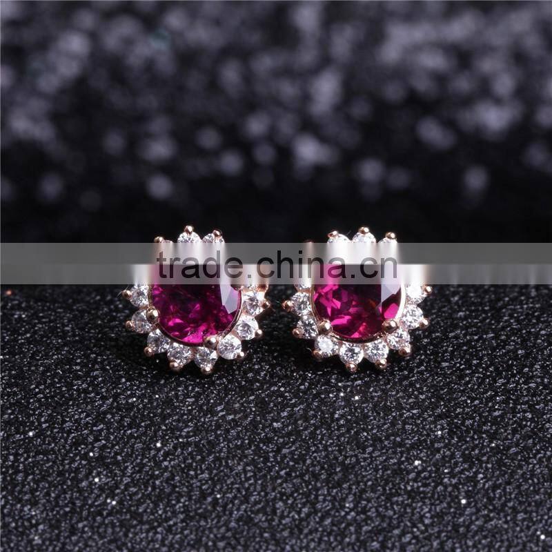 factory wholesale silver gemstone jewellery set 18K gold plating 925 silver natural pink topaz earrings pendant necklace set