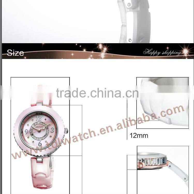 2015 Hot Selling Fashion Sapphire Crystal Fashion White Ceramic Watch