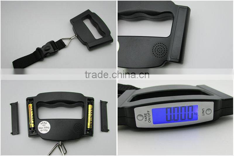 50kg Blue LCD Portable digital Luggage Scale with belt or Hook