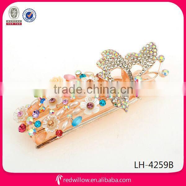 Manufacture wholesale elegant colored crystal hair stick barrette