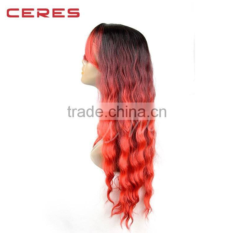 Body wave ombre color synthetic full lace hair wig