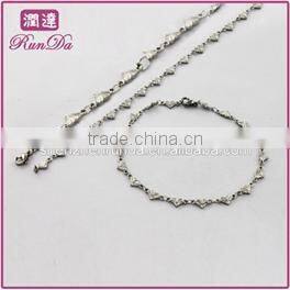2014 fashion charming neckless bracelet jewellery set high polish stainless steel jewellery