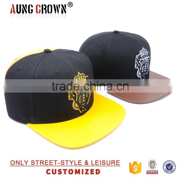 wholesale leather brim custom flat bill hats caps