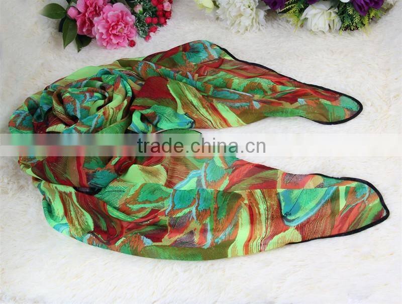 designer ladies cloth floral printed polyester scarf