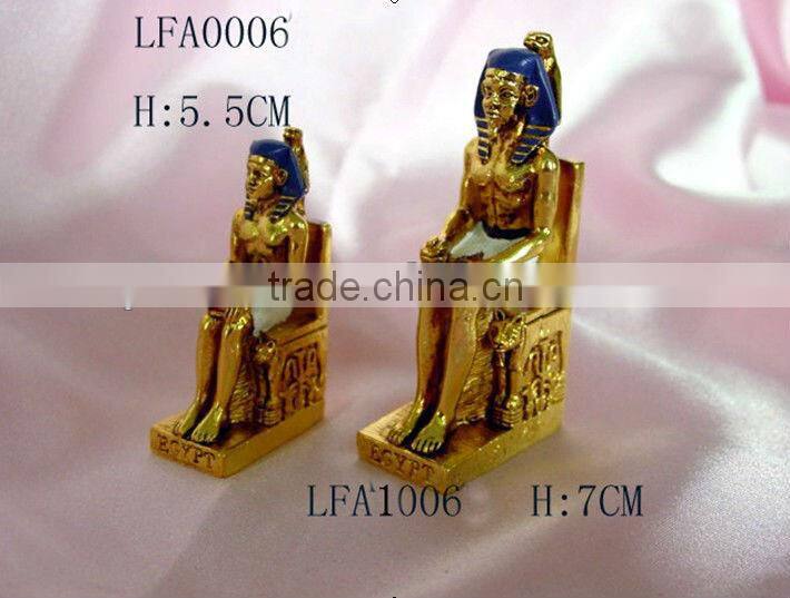 Metal Egyption scuplture, Gold-Plated Metal Egyptian Statues For sale