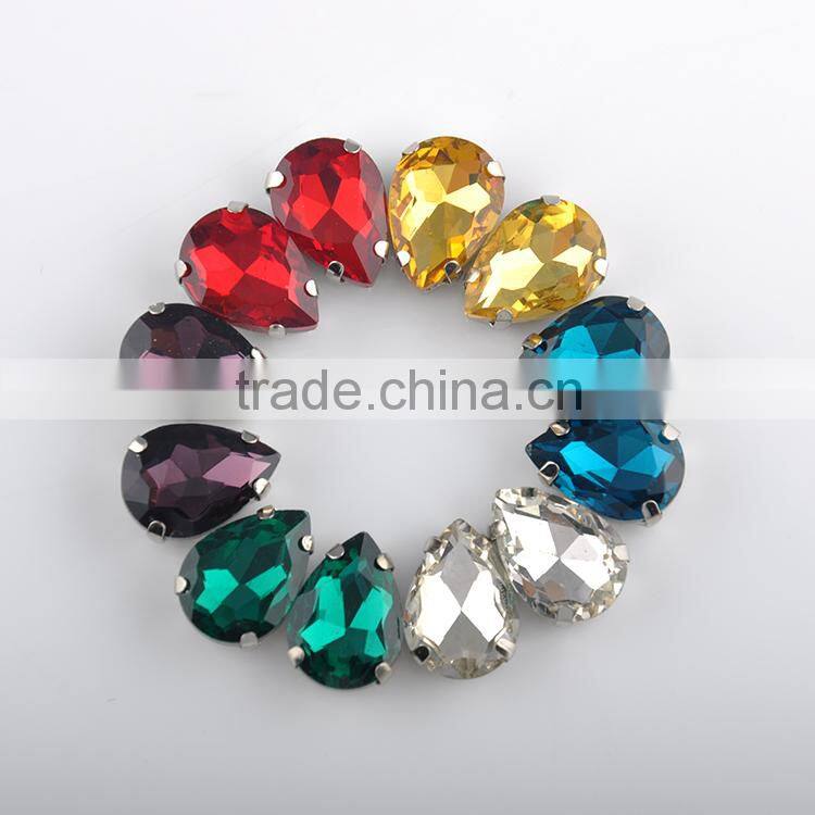 Teardrop rinestone crystal beads sew on rhinestone claw setting crystals