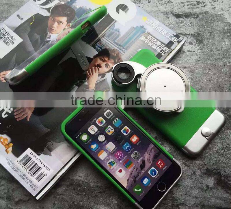 Hot Selling Universal 3 in 1 Phone Case with Holder, Fish Eye Lens 180 degree Macro Camera Lens Phone Case For iPhone 6s