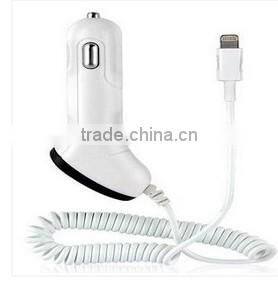 Car charger with spring cable for iphone