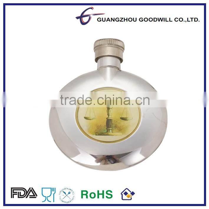 Promotional 1.5 oz Rould shape stainless steel hip flask