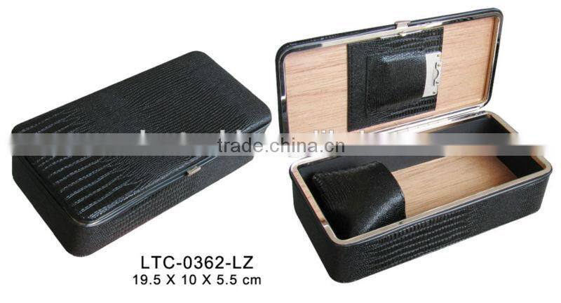 Luxury premium leather cigar case travel humidor manufacturer